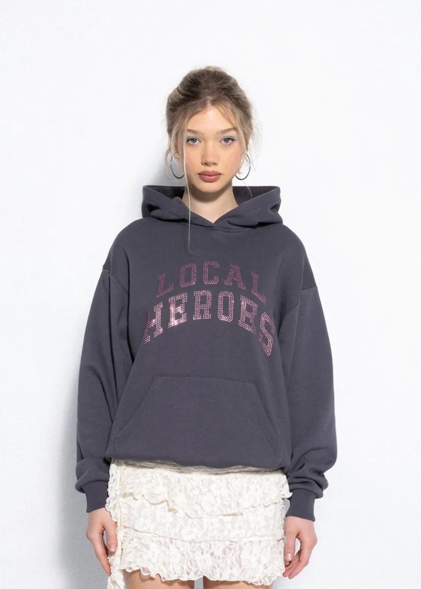 LOCAL HEROES BLUZA AURA RHINESTONES SZARA
