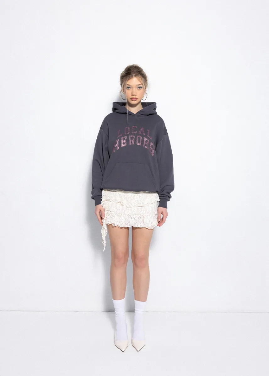 LOCAL HEROES BLUZA AURA RHINESTONES SZARA