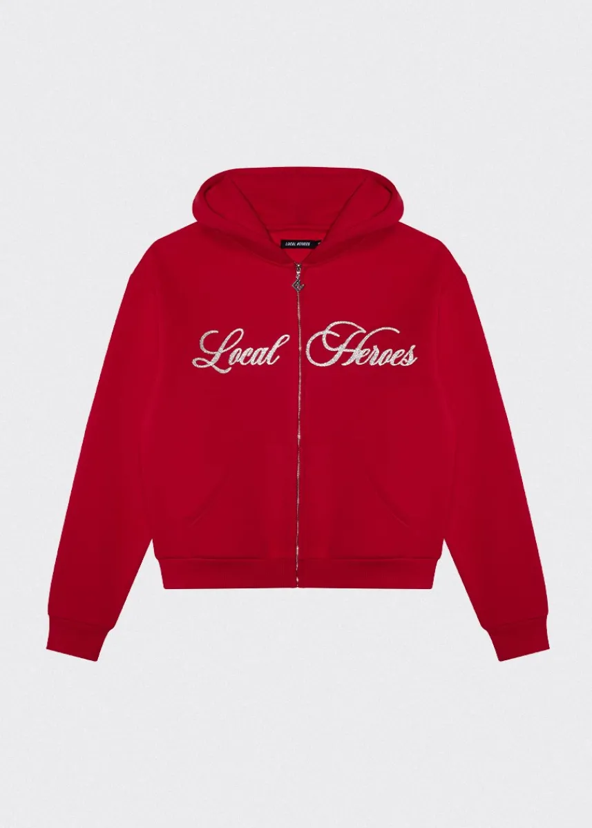 LOCAL HEROES BLUZA ROZPINANA BLUSH GLITTER CZERWONA