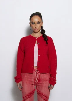 LOCAL HEROES KARDIGAN LH RED ROSE