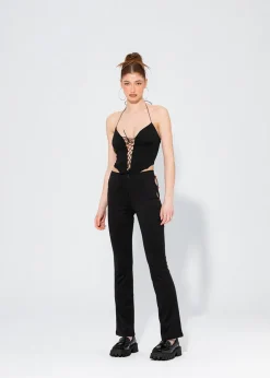 LOCAL HEROES SPODNIE DZWONY ROSE BLACK