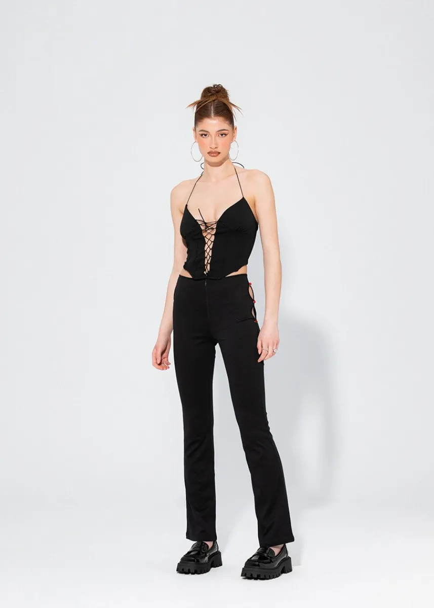 LOCAL HEROES SPODNIE DZWONY ROSE BLACK