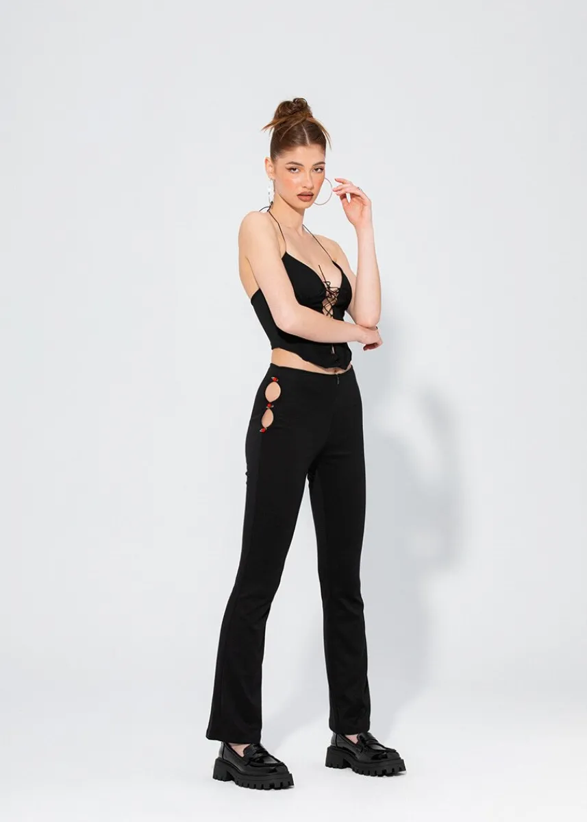 LOCAL HEROES SPODNIE DZWONY ROSE BLACK