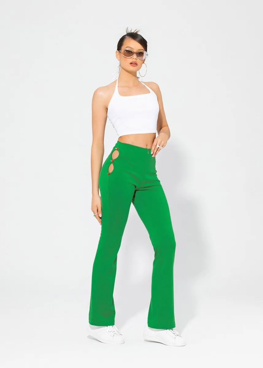 LOCAL HEROES SPODNIE DZWONY ROSE GREEN