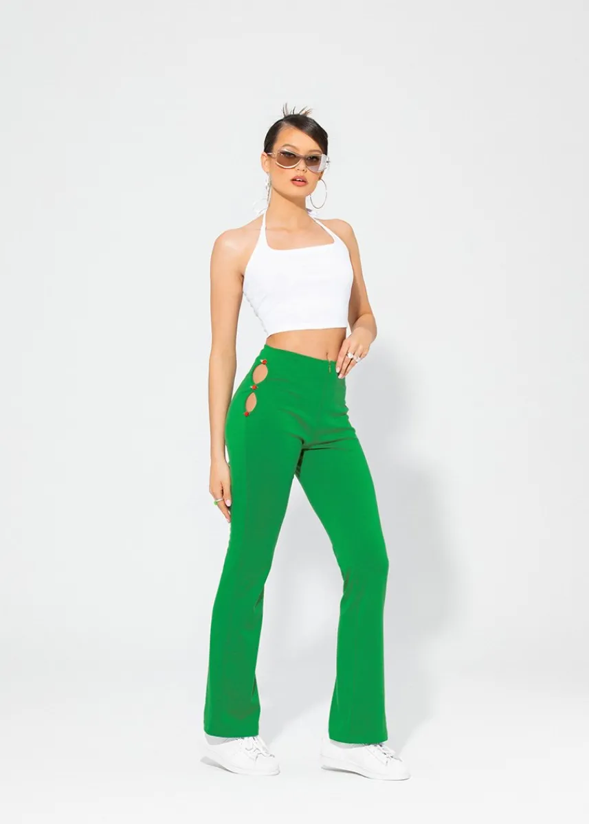 LOCAL HEROES SPODNIE DZWONY ROSE GREEN