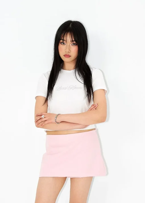 LOCAL HEROES TOP SLIM FIT LH BLUSH RHINESTONES BIAŁY